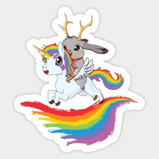 Pink Jackalope on a Unicorn Sticker